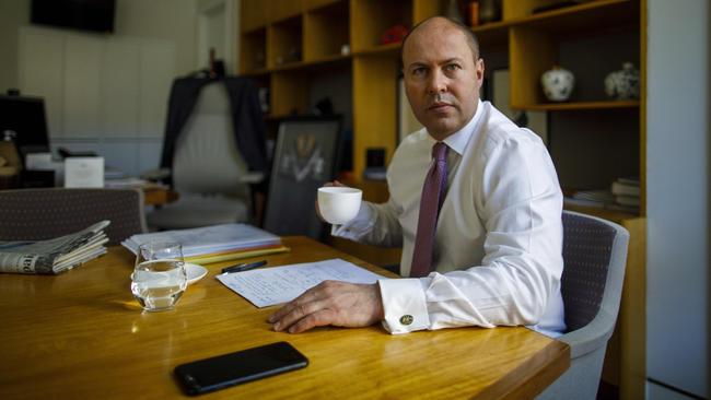 Josh Frydenberg described the budget figures and the predicted deficit as ‘eye-­watering’. Picture: Sean Davey.