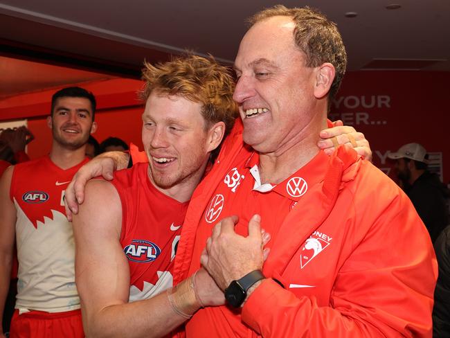 Longmire has had a big influence on the trajectory of Mills’ career. Picture: Mark Metcalfe/AFL Photos/via Getty Images