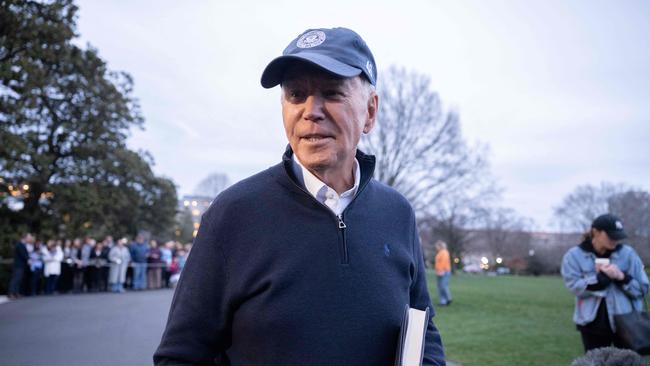 US President Joe Biden speaks to the press before he departs the White House in Washington, DC, for the presidential retreat in Camp David, Maryland, on March 1, 2024. Picture: Saul Loeb/AFP