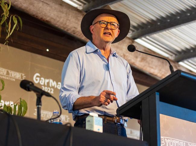 Anthony Albanese speaks at the Garma Festival last weekend. Picture: Getty Images