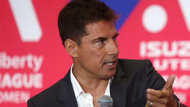 SYDNEY, AUSTRALIA - OCTOBER 10: Nick Garcia, Commissioner of the A-Leagues speaks on stage during the A-Leagues 2023/24 Season Launch at Carriageworks on October 10, 2023 in Sydney, Australia. (Photo by Jason McCawley/Getty Images)