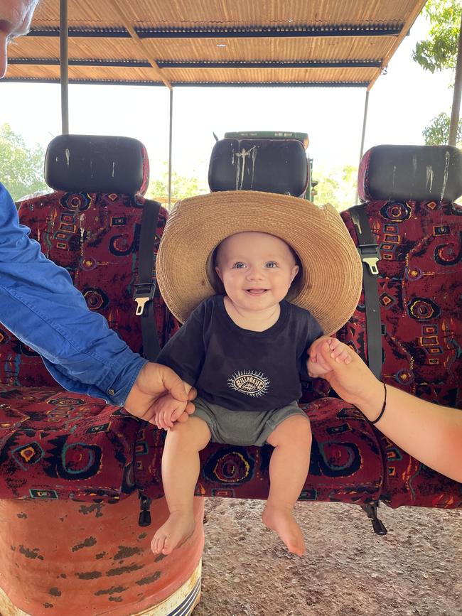 Nate Timm is dwarfed by his giant hat. Picture: Brooke Margetts