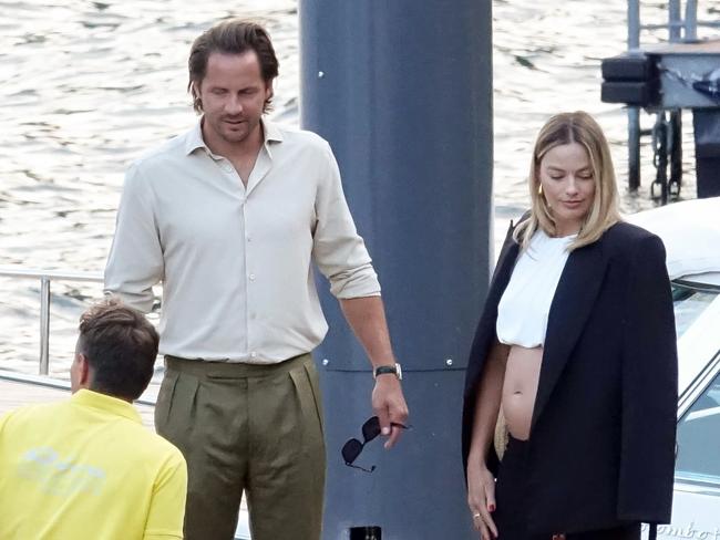 Australian actress Margot Robbie is pictured with her husband Tom Ackerley on holiday on Lake Como in Italy. Picture: Cobra Team / Backgrid