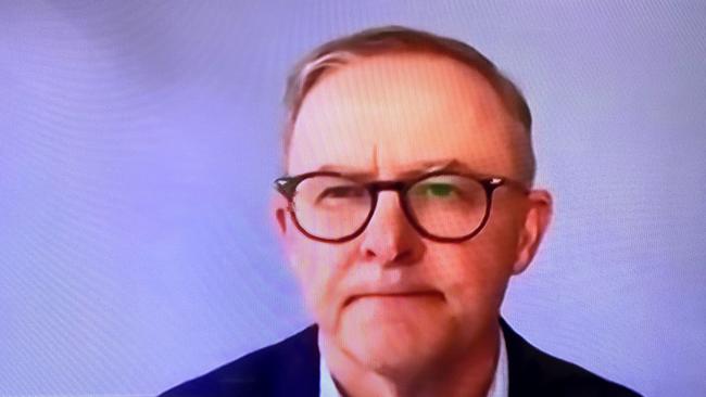 Opposition leader Anthony Albanese said there “will be no carbon tax ever” while speaking from Covid isolation. Picture: Supplied