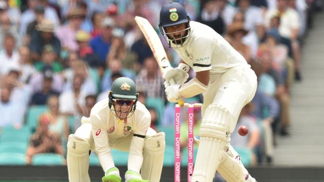 Cheteshwar Pujara was ruthless aginst the Australian bowling attack. Picture: AFP 