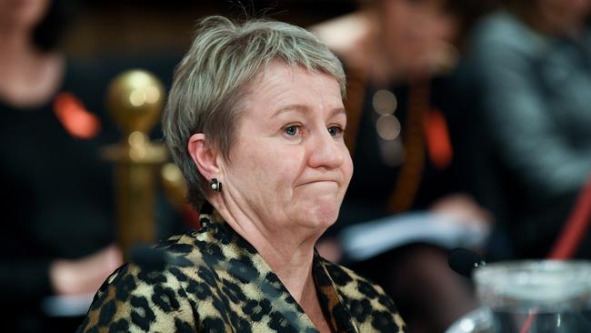 Auditor-General of NSW Margaret Crawford is seen at an Inquiry by a NSW parliamentary committee. (AAP Image/Brendan Esposito)