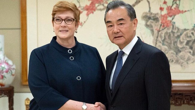 Marise Payne will meet with her Chinese counterpart Wang Yi today.