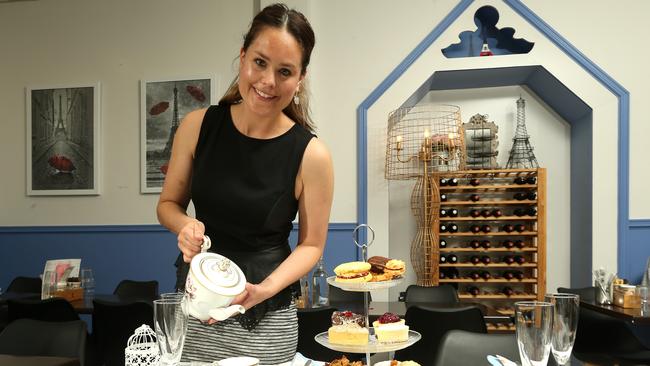 Leni Moodie serving High Tea at Evangeline’s cafe. Picture: Hamish Blair