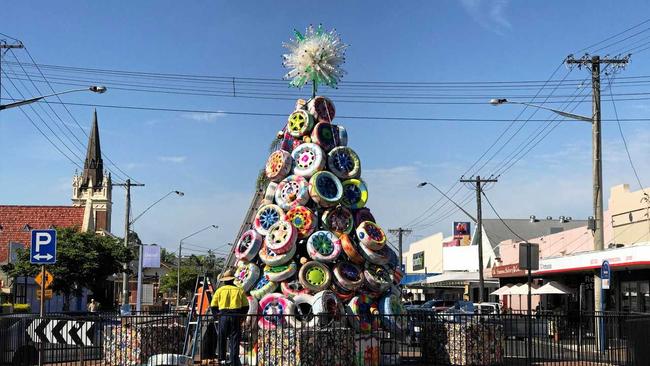 Lismore's new recycled Christmas tree for 2016. Picture: Cathy Adams