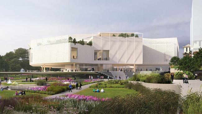 The HASSELL and SO-IL proposal emphasises the site’s parkland.