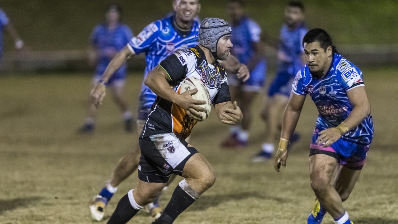 Aaron Cherry of Oakey against Newtown during Indigenous Round. Picture: Kevin Farmer