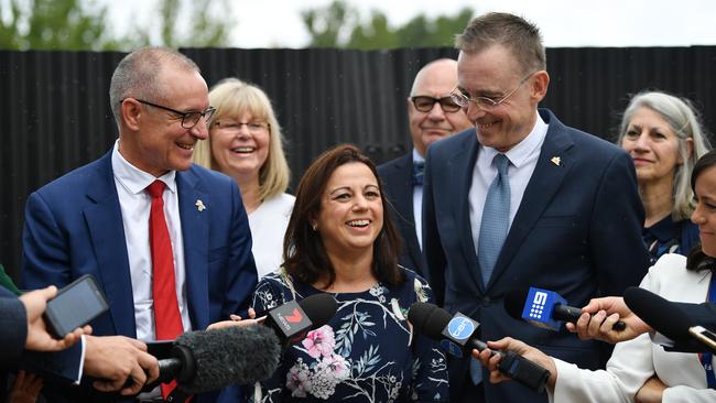 Premier Jay Weatherill, Councillor Natasha Malani and Adelaide Lord Mayor Martin Haese announcing the purchase of the former Le Cornu site last December.