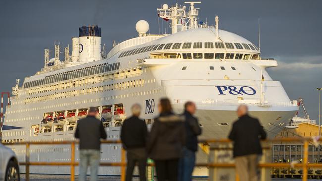 Ship Pacific Dawn: P & O’s largest cruise ship will sail under the West Gate Bridge. Picture: Eugene Hyland