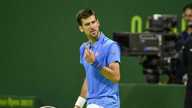 Novak Djokovic during his match against Britain&#39;s Andy Murray in Doha. Picture: Alexandra Panagiotidou