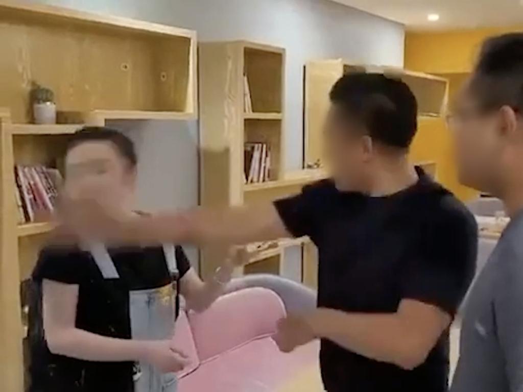 The shocking video emerged in early February, showing Guo slapping the young employee in the face. Picture: Supplied