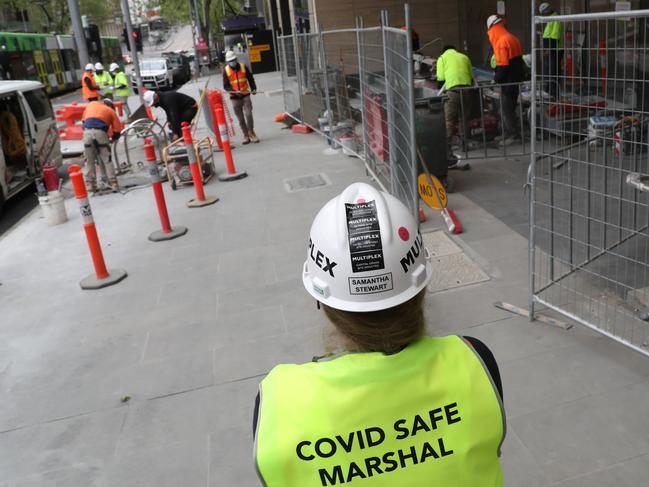 Melbourne's construction industry returned to work last week after a fortnight-long shutdown. Picture: David Crosling