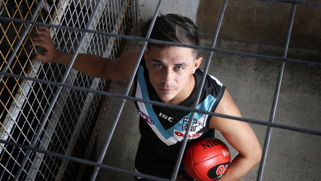 Port Adelaide’s Aidyn Johnson at Alberton Oval. Picture: Sarah Reed