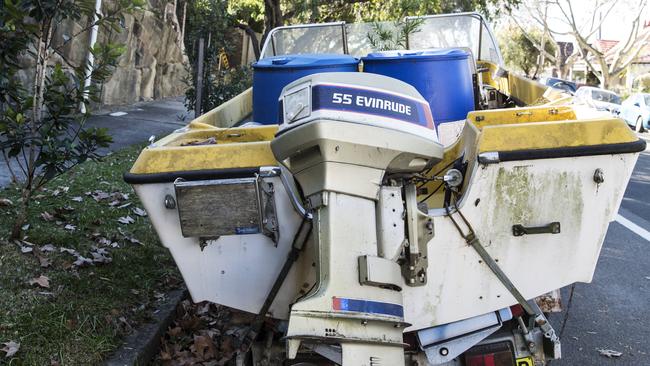 A boat parked in a residential street. Picture: Jenny Evans