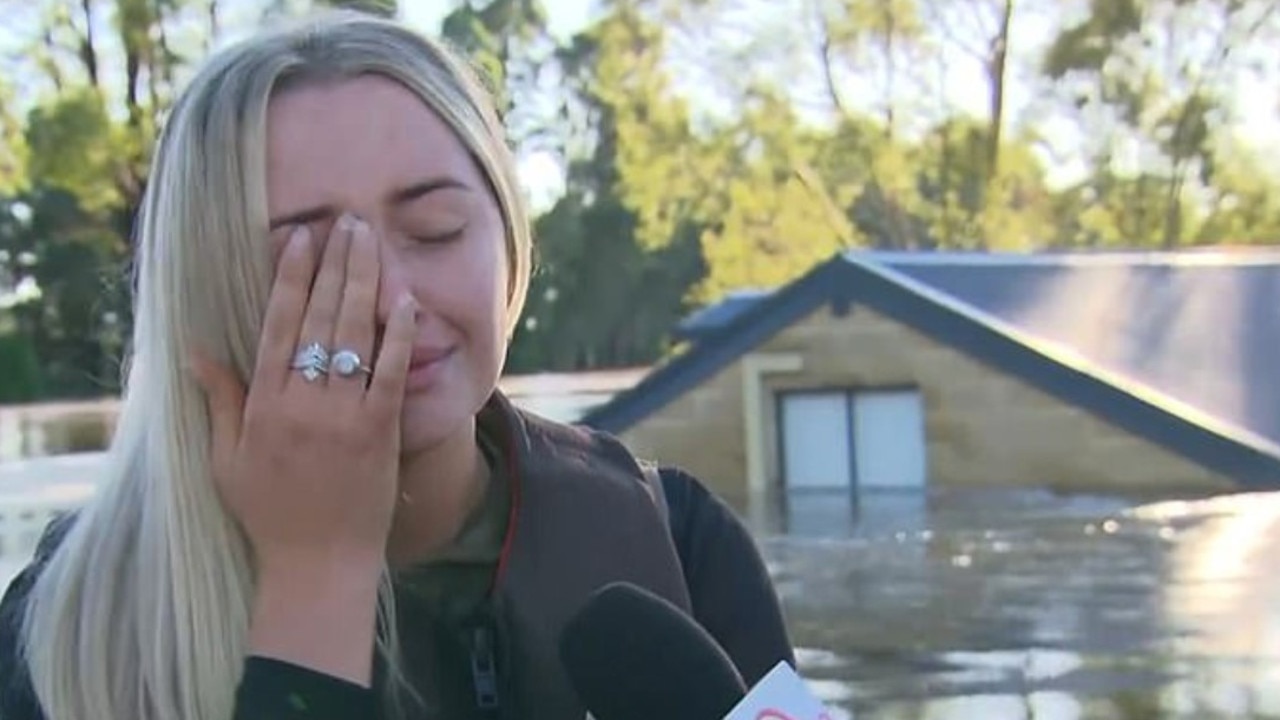 Brittnee and her family had been evacuated from their Pitt Town home on Friday night. Picture: Sunrise/Channel 7