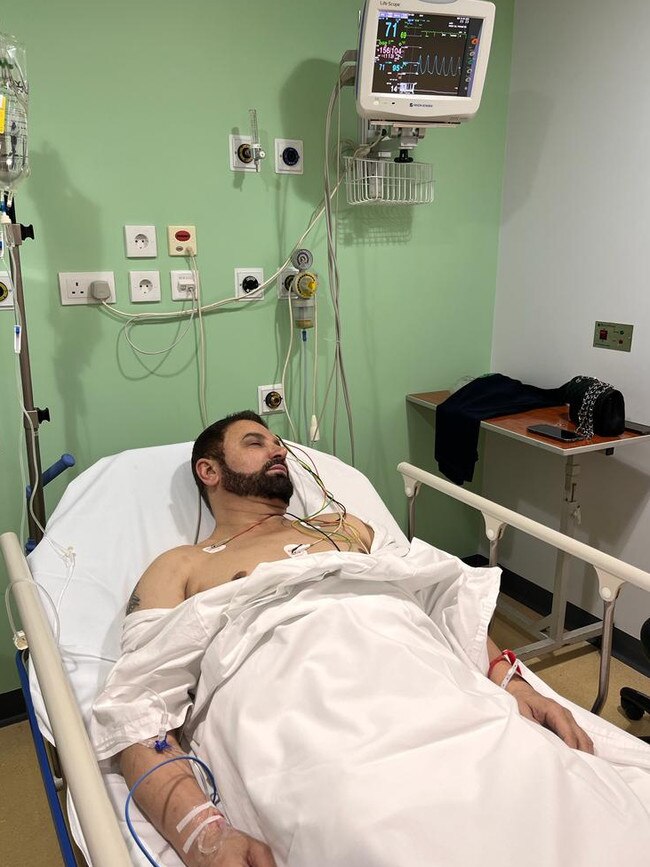 Jean Nassif in hospital in Lebanon.