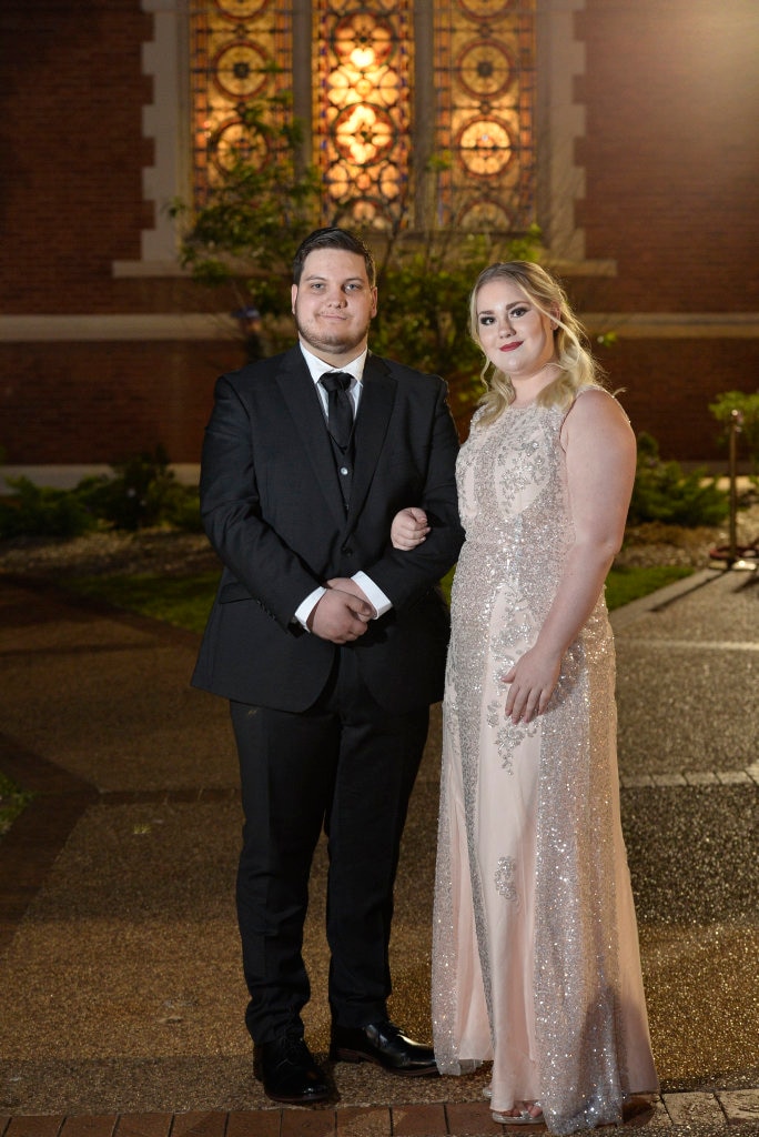 Graduate Matthew Scott with partner Caitlin Winkler at Toowoomba Flexi School formal at Empire Theatres, Thursday, November 9, 2017. Picture: Kevin Farmer