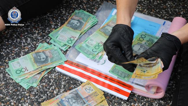 Cash seized during the raids. Picture: NSW Police