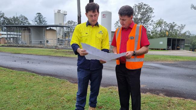 Fraser Coast Mayor George Seymour and MP Bruce Saunders at the Teddingron Weir Water Treatment Plant.