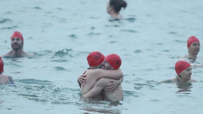 Dark Mofo 2023 Nude Solstice Swim at Long Beach Sandy Bay. Picture: Nikki Davis-Jones