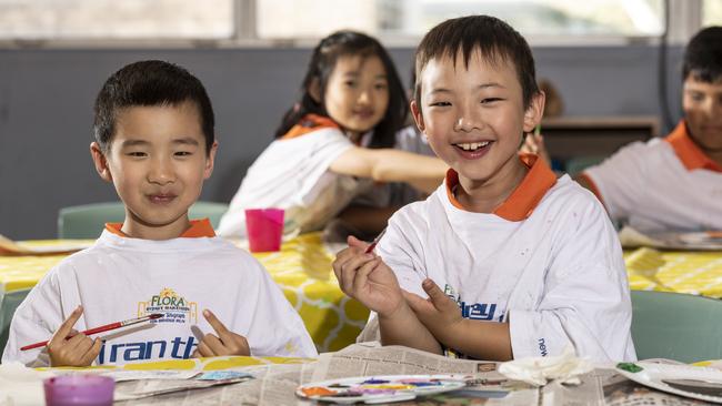 Left to right, Oliver Xiong, 6, and Charlie Lim, 7, at Inspire Carlingford, which has an excellent rating. Picture: NCA NewsWire/ Monique Harmer