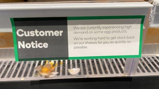 A Woolworths supermarket at Taylors Lake, Victoria, stripped of eggs. Picture: Supplied