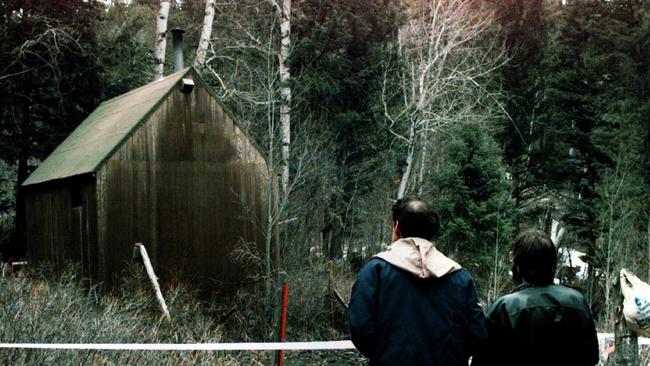 Reporters at the mountain cabin of Kaczynski in Montana, USA.