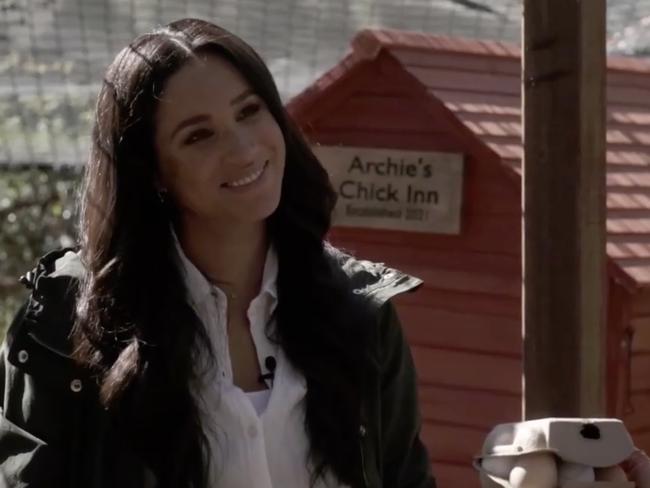 Meghan at Archie’s Chick Inn during the explosive Oprah interview. Picture: CBS