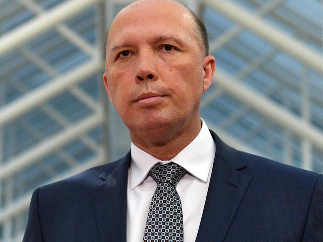 Minister for Home Affairs Peter Dutton at a press conference at Parliament House in Canberra, Thursday, March 1, 2018. (AAP Image/Mick Tsikas) NO ARCHIVING