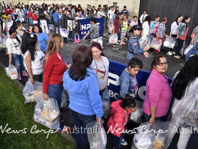 Visitors to El Buen Pastor jail in Bogota on Mother's Day, Sunday May 14, 2017. The jail is where accused drug smuggler Cassie Sainsbury is being held. Picture: Guillermo Legaria