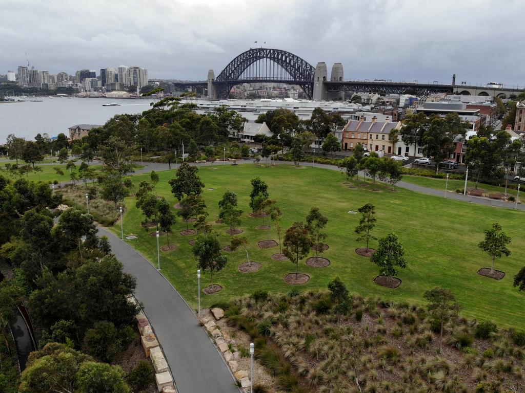 A virtually empty Barangaroo Reserve. Picture: Toby Zerna