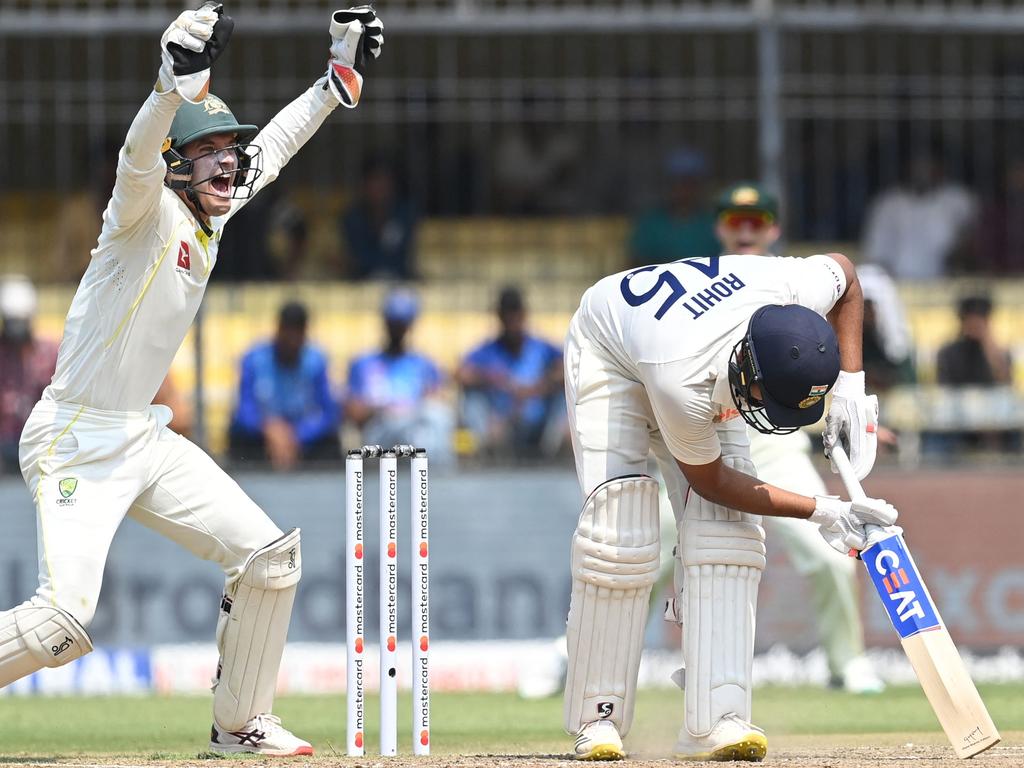 Rohit Sharma’s India — widely considered the best players of spin in the world — was beguiled by Nathan Lyon and company on a sideways-turning track. Picture: Sajjad Hussain