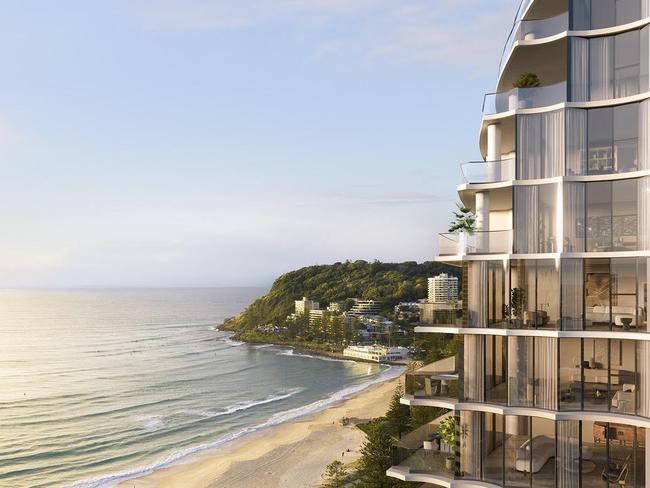 REAL ESTATE: An artist's impression of the facade of Mondrian Hotel & Residences on the Gold Coast. Supplied.