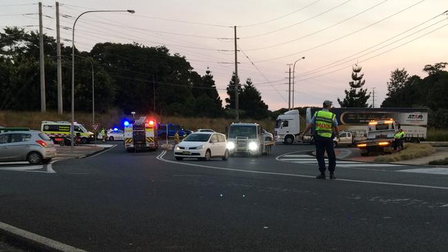 The scene of the crash near the intersection of the Bruxner highway and Ballina Road at Alstonville.