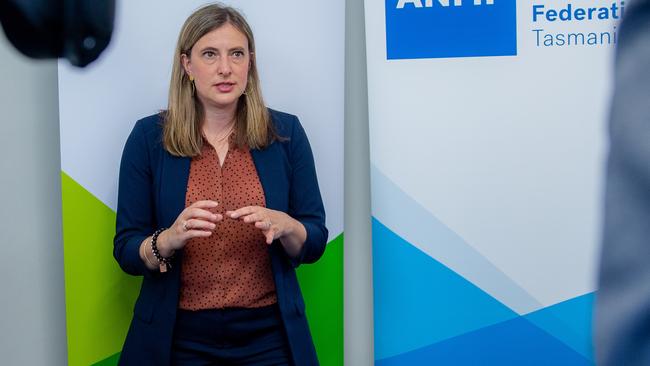 ANMF secretary Emily Shepherd talks to media at the Industrial commission on Monday 23rd December 2024. Picture: Linda Higginson