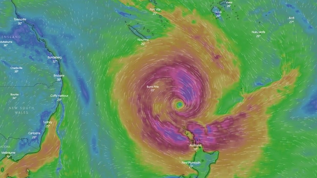 Ex tropical cyclone Gabrielle is making its way towards the North Island of New Zealand. Source: Windy