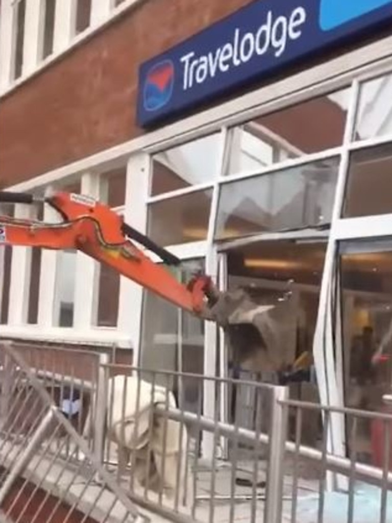 John Manley smashes through Travelodge hotel.