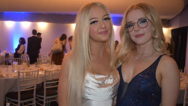 Harper McIntyre and Claudia Cameron Brady at Queensland Academies Creative Industries formal.