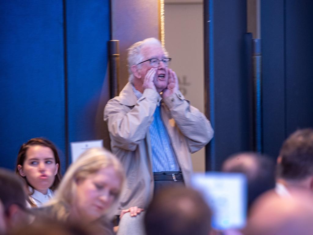 A protester interrupted the defence summit. Picture: NCA NewsWire / Christian Gilles