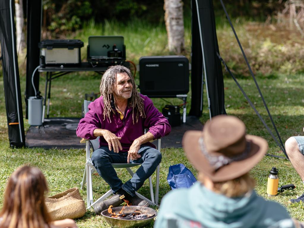 Learning secrets of the Bundjalung land from Gilbert Laurie. Picture: Leila Joy