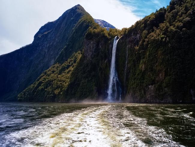 One of the many waterfalls to be found in Milford Sound.