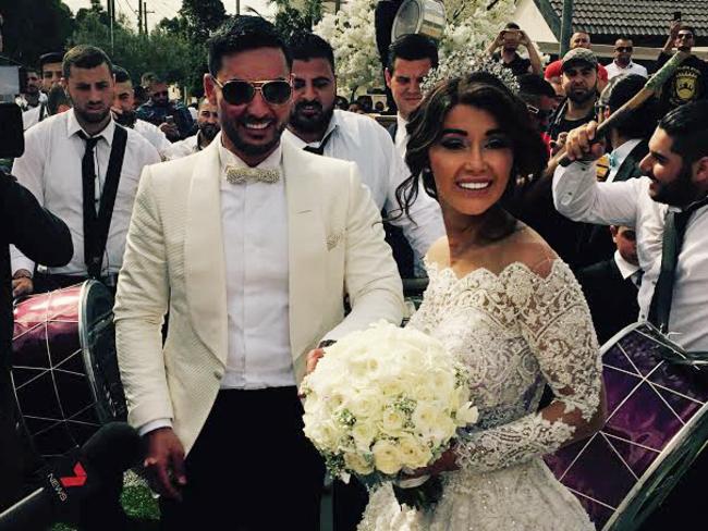 Salim Mehajer and bride Aysha in Lidcombe on their wedding day / Picture: Supplied