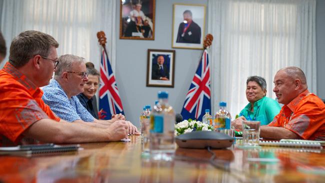 Prime Minister Anthony Albanese in the Cook Islands with Pacific leaders.