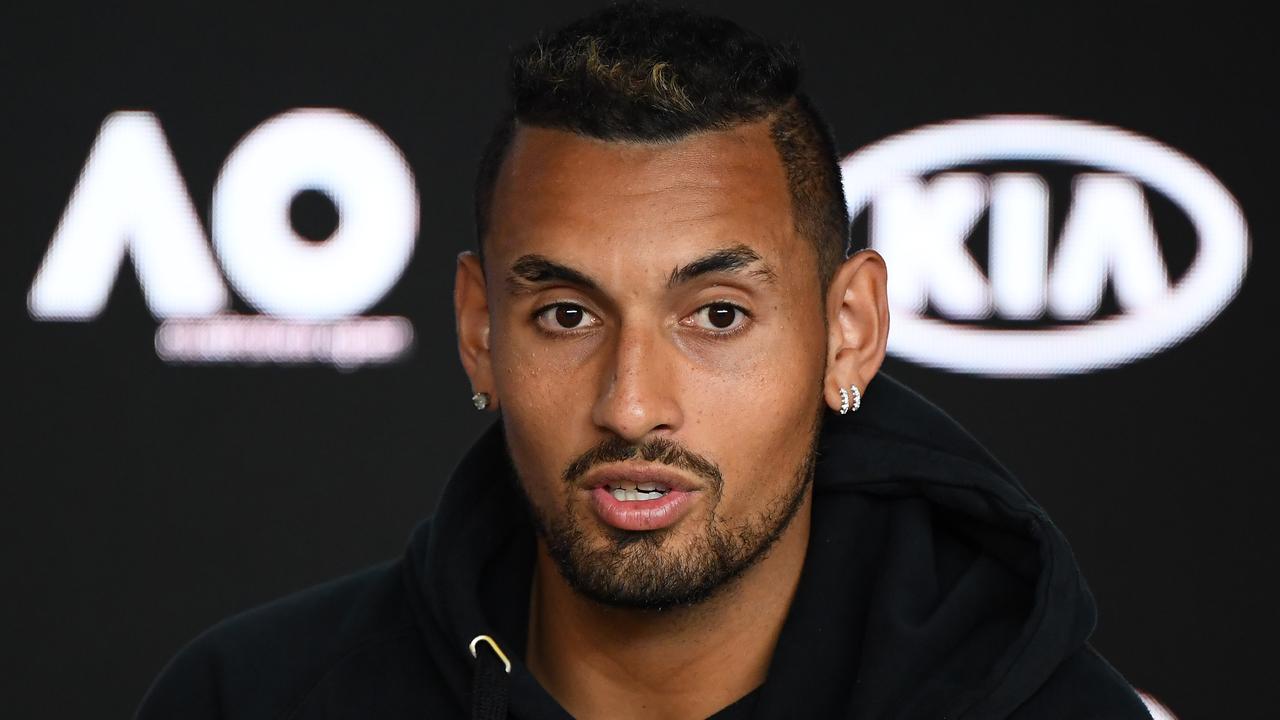 Nick Kyrgios attempted to swat away questions about the saga. (Photo by Quinn Rooney/Getty Images)