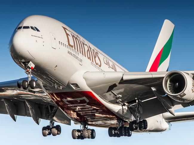 Zurich, Switzerland - June 18, 2017: Airbus A380 of Emirates Airline approaching Zurich airport. Emirates is the largest airline in the Middle East, operating over 3,600 flights per week from its hub at Dubai International Airport, to more than 140 cities in 81 countries across six continents.Escape 26 October 2024Sat MagPhoto - iStock