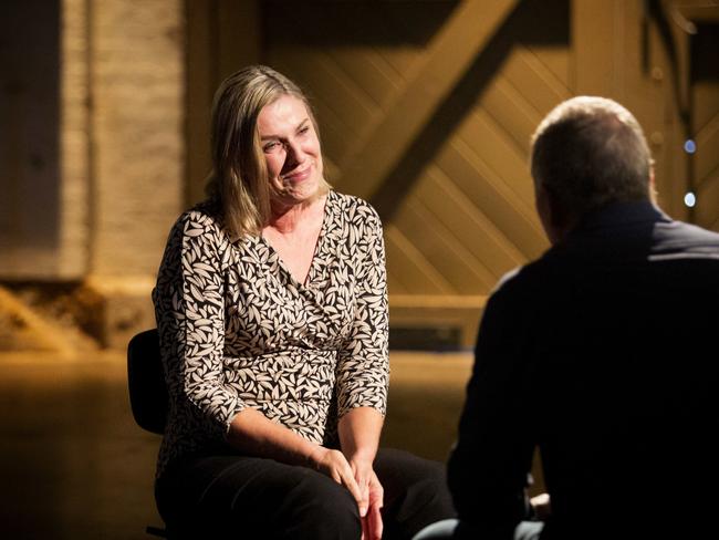 Sue sits down and stares at her estranged husband for five minutes as part of the social experiment. Picture: SBS